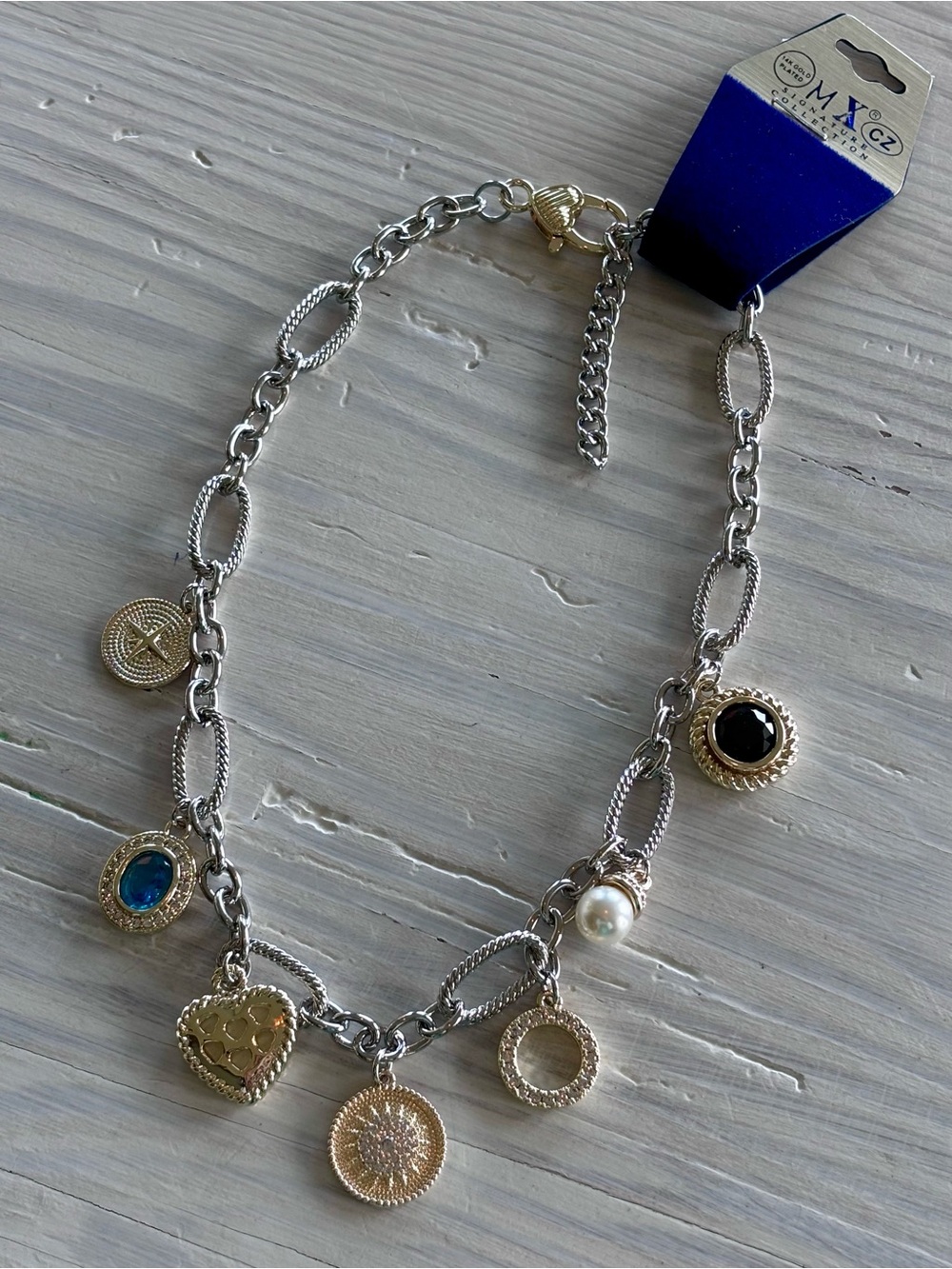 Two-Tone 14K Gold Plated Charm Necklace